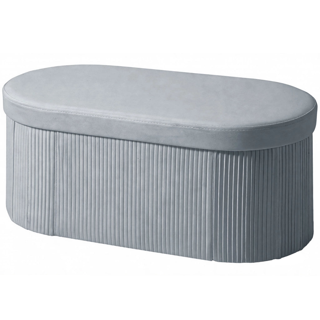 Poltrona Puff con Contenitore ¨C Zephmum ¨C Grigio Scuro Tessuto Velluto 76x38x35 cm
