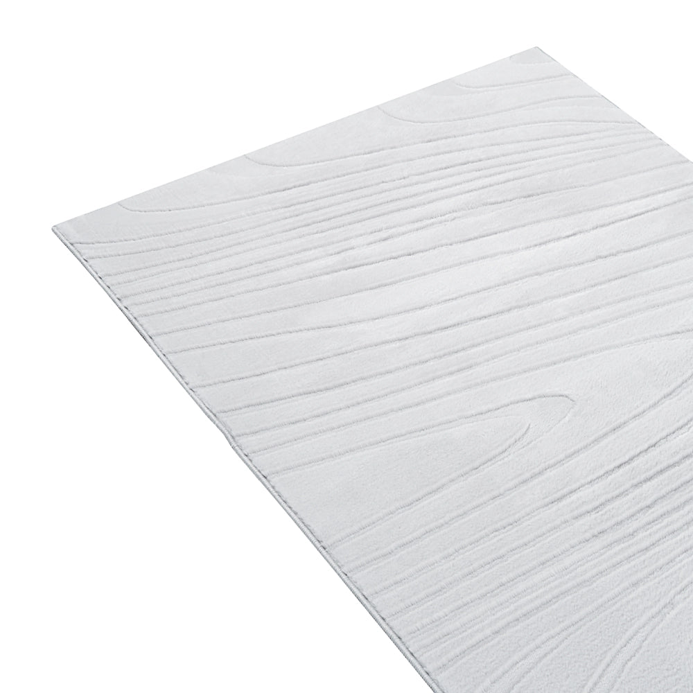 Tappeto da corridoio in pelliccia sintetica di coniglio grigio chiaro in poliestere, 80 x 300 cm, morbido, a pelo lungo, motivo geometrico