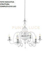 LAMPADARIO VIVALDI 8 LUCI BIANCO CROMO ATTACCO E14 D.88CM