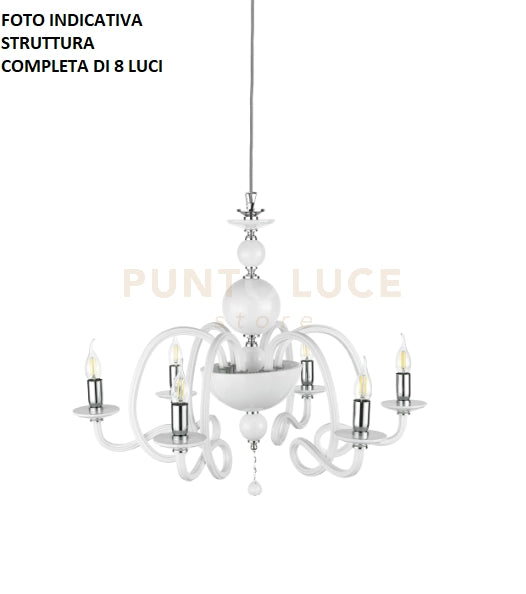LAMPADARIO VIVALDI 8 LUCI BIANCO CROMO ATTACCO E14 D.88CM