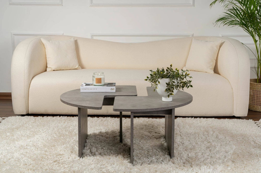Tavolino da salotto Tairn, Tavolo basso da caffè, Portariviste per divano, Ripiano da soggiorno, 90x90 h41 cm, Grigio