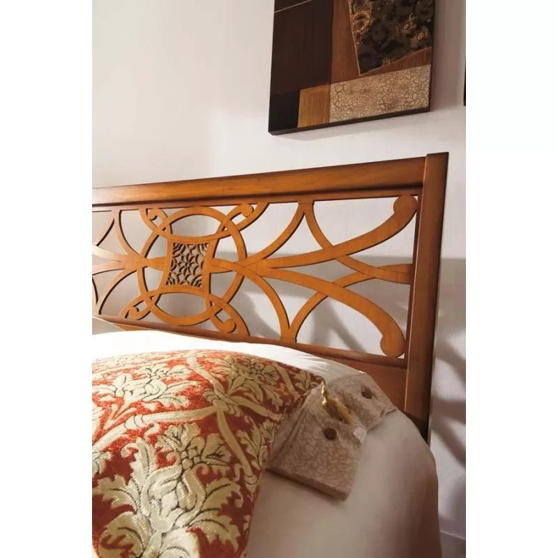 Letto arte povera traforato legno tinta noce 170x226x126 - Mobili 2G
