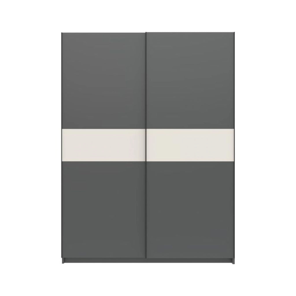 Armadio Camera da Letto Manita, Guardaroba 2 Ante 2 Ripiani, 150x204h cm Nero Antracite