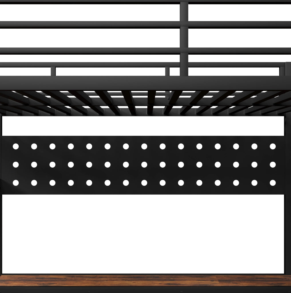 Letto a soppalco 140x200 cm con scrivania, cassetti, LED e presa nero HAVRYA
