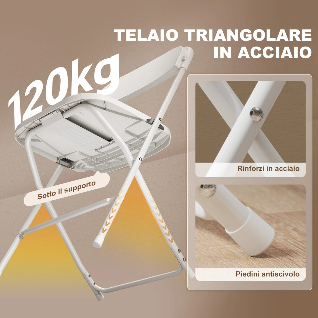 Sedia Pieghevole ¨C zephmum ¨C Plastica e Metallo, Bianco, 45x49x79.5 cm
