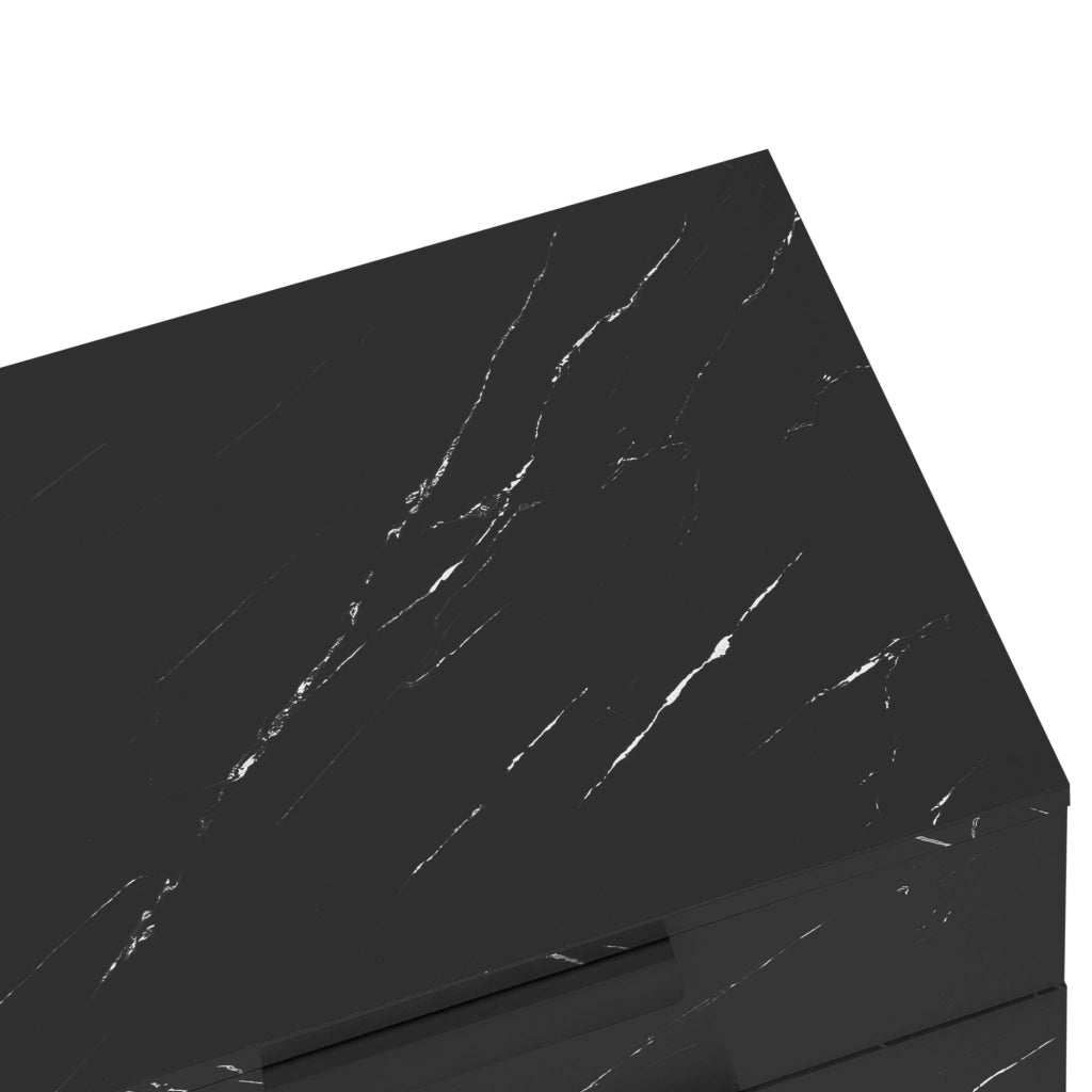 Mobile TV 200 cm con finitura marmo nero e LED multicolore