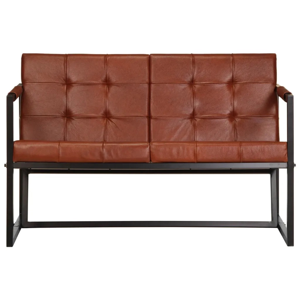 Divano a 2 Posti Marrone in Vera Pelle di Capra cod mxl 60433