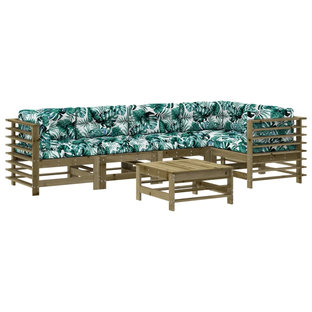 Set Divani da Giardino 6pz con Cuscini Legno Impregnato di Pino 3186010