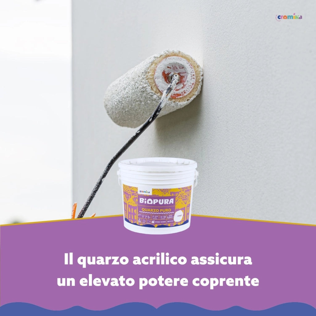 Pittura murale quarzo puro interni esterni finitura opaca linea biopura cromika *** formato 2.5 lt, confezione 1