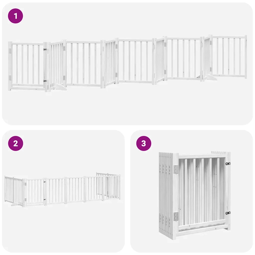 vidaXL Cancello Cani Porta Pieghevole Bianco 9 Pannelli 450 cm Pioppo