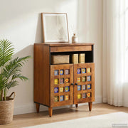 Credenza con porta Noce 60 x 33 x 75 cm Legno di mango massello 4018249