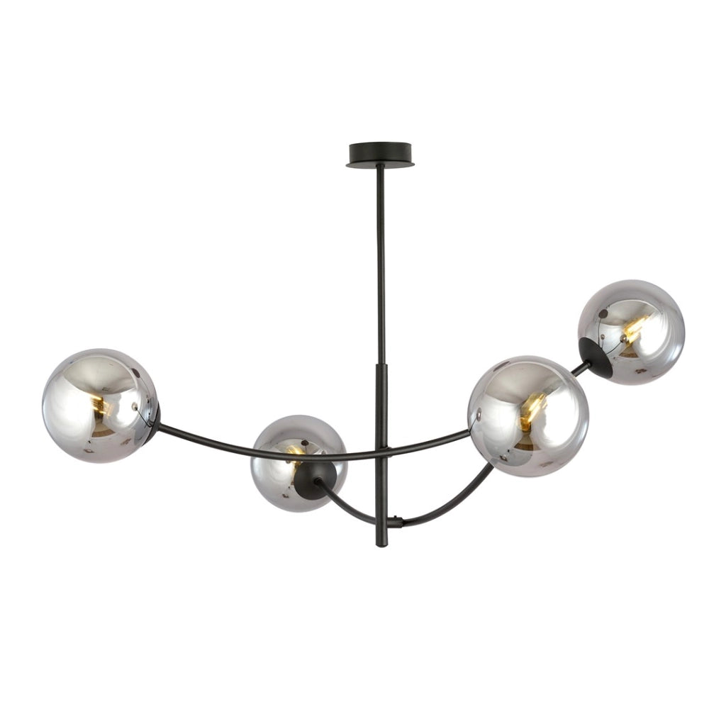 Plafoniera Emibig Hunter 4 luci E14 nera cromo vetro