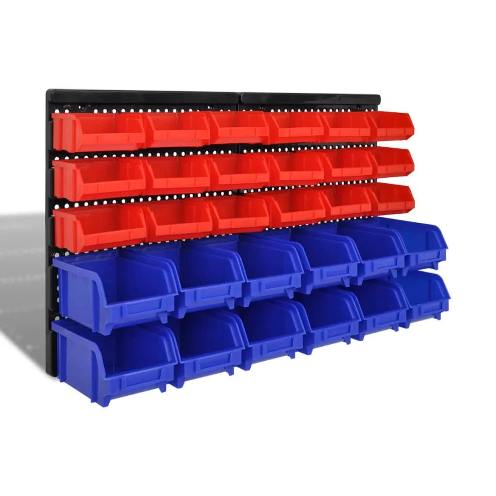 Set cestini portaoggetti da parete Plastica 30pz blu e rosso 02_0003840