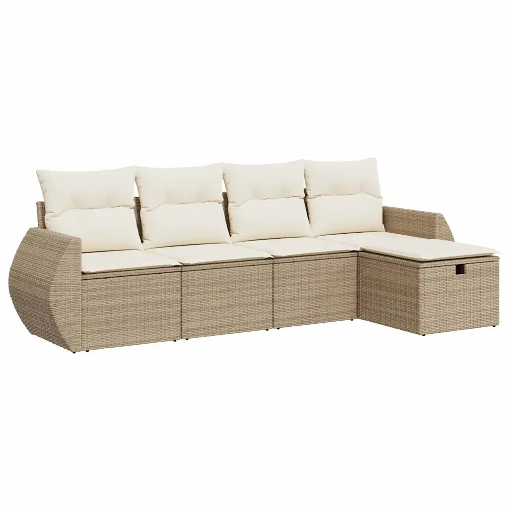 Set Divano da Giardino 5 pz con Cuscini Beige in Polyrattan 3325564