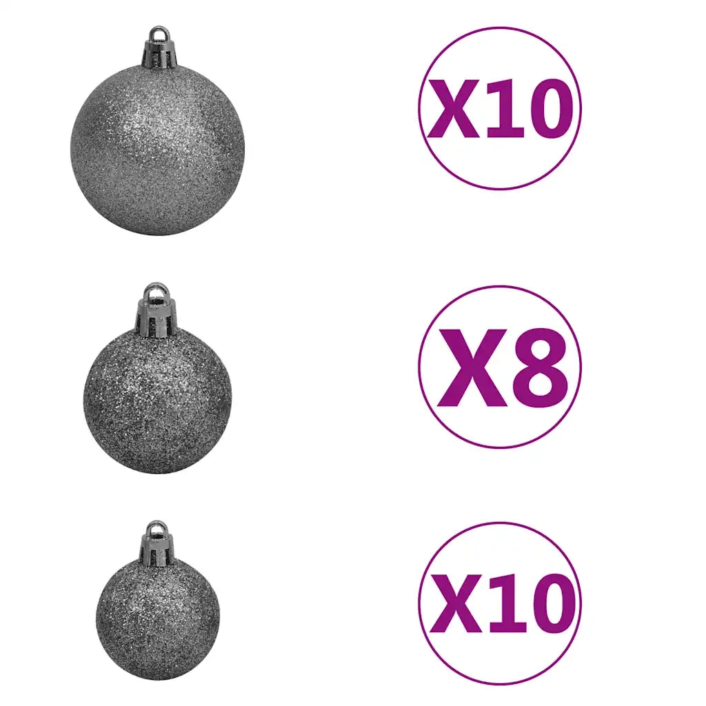 Albero di Natale Artificiale con LED e Set di Palline e Pigne 210 cm 3077704