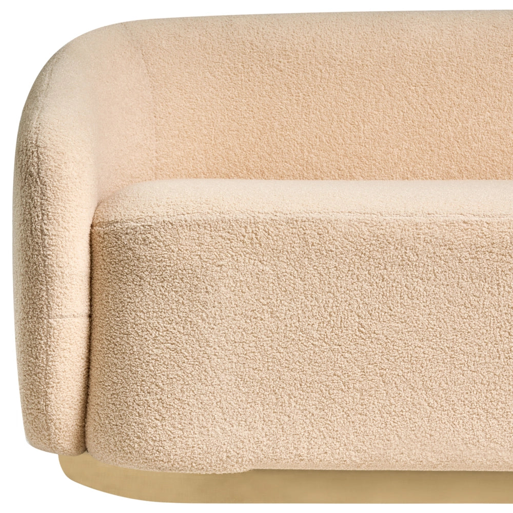 Divano a 2 posti Beige Boucle Tessuto Tappezzeria Divano Minimalista Mobili Soggiorno