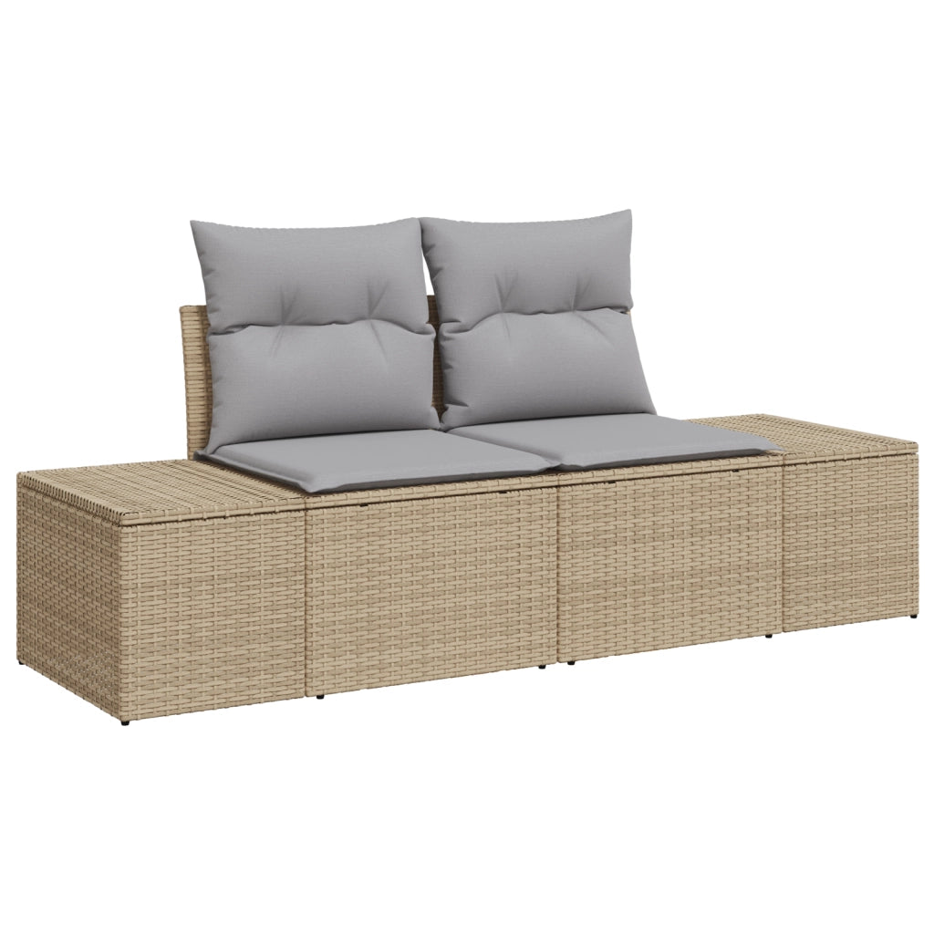Set di divani da giardino di 5 pezzi con cuscini beige in polyrattan