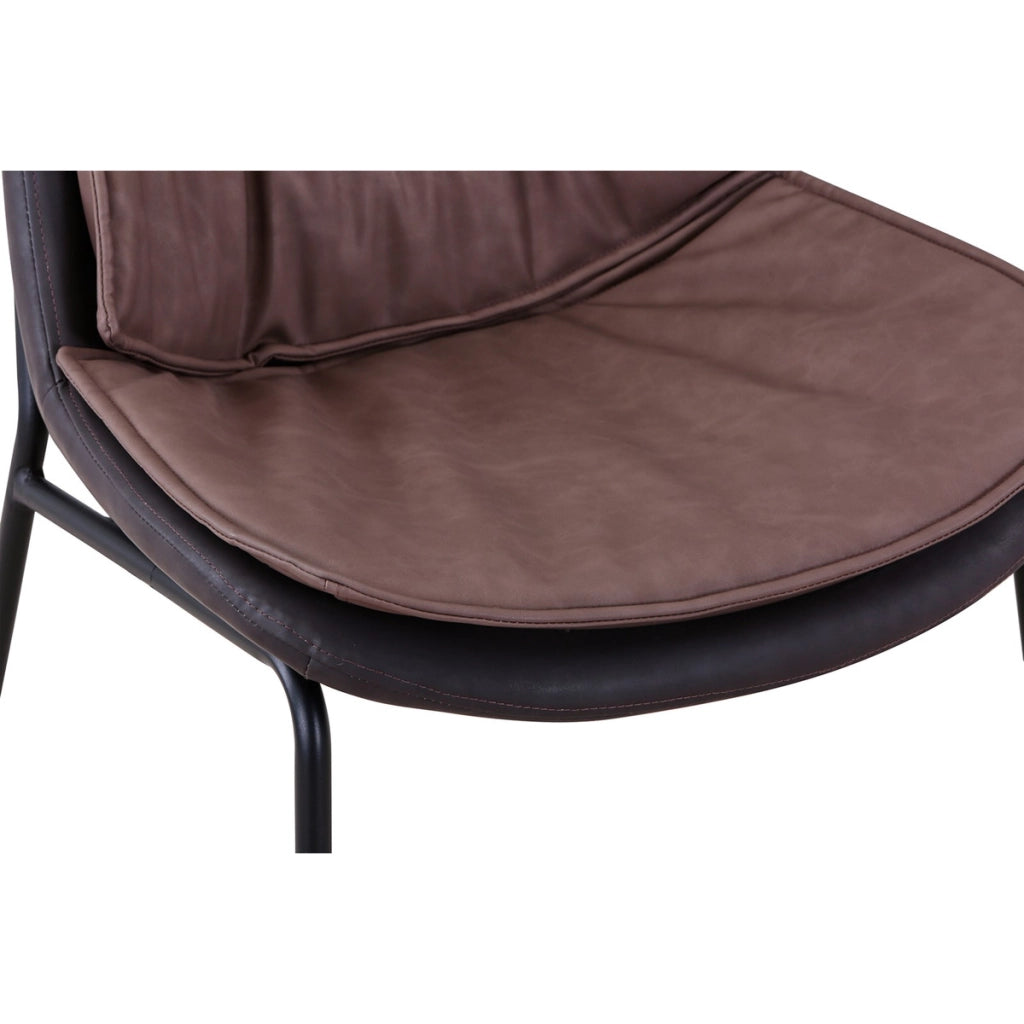Sedia Brady in similpelle marrone con gambe in ferro