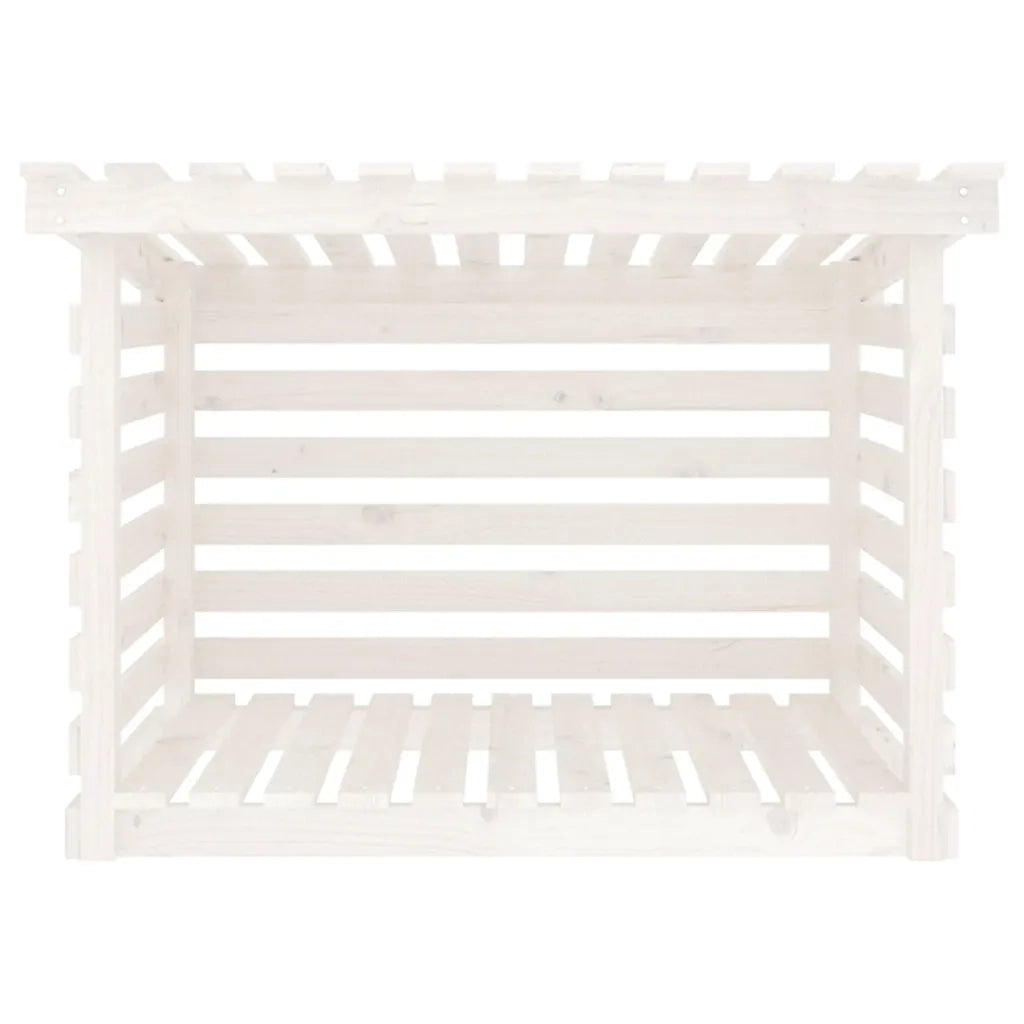 Portalegna-Scaffale per Legna Bianco 108x73x79 cm in Legno Massello di Pino