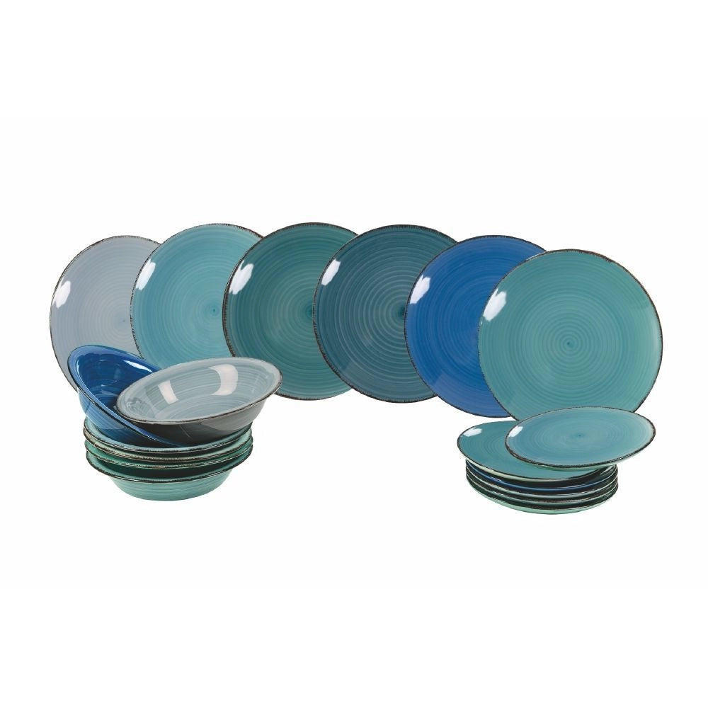 Villa d'Este Home Tivoli Baita Acqua Servizio Piatti 18 Pezzi Hard Dolomite colore Multicolor