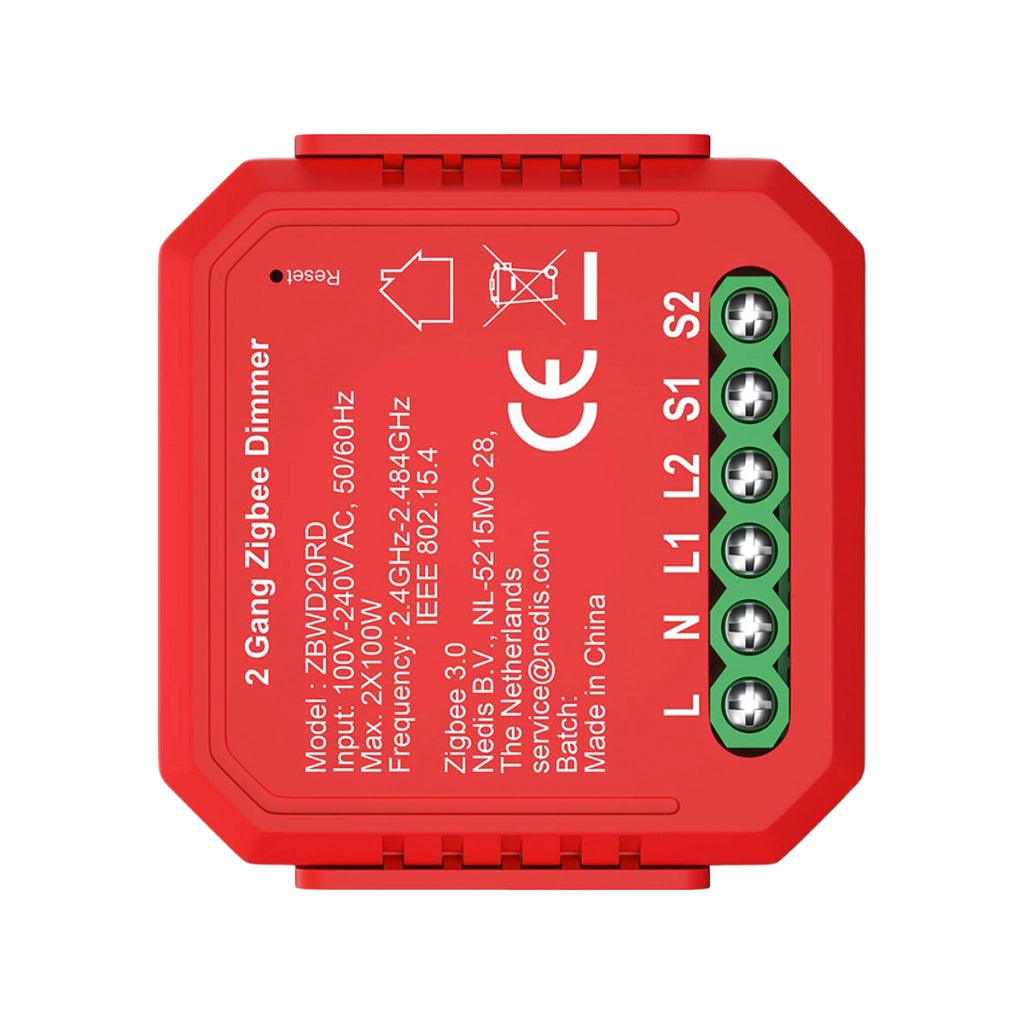 Interruttore Connesso Zigbee 3.0 200W per Doppio Dimmer Rosso Nedis