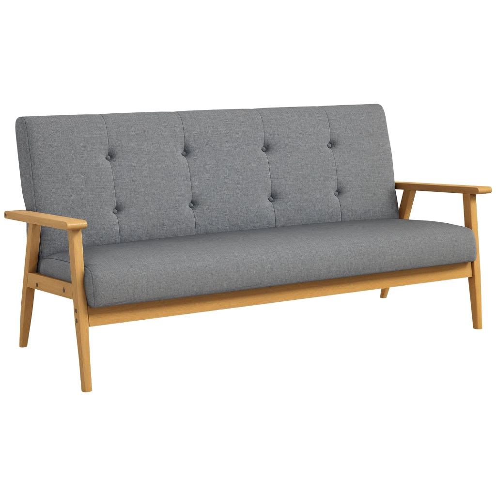 Divano 3 posti scandinavo ¨C Xylo ¨C tessuto grigio imbottito con schienale capitonn¨¦ 154,5 cm