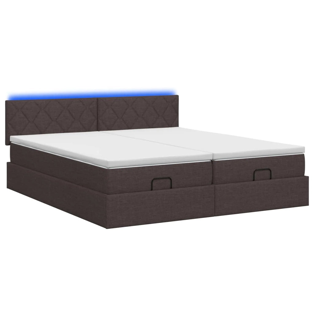 Letto Ottomano con Materasso e LED Marrone Scuro 200 x 200 cm 3457304