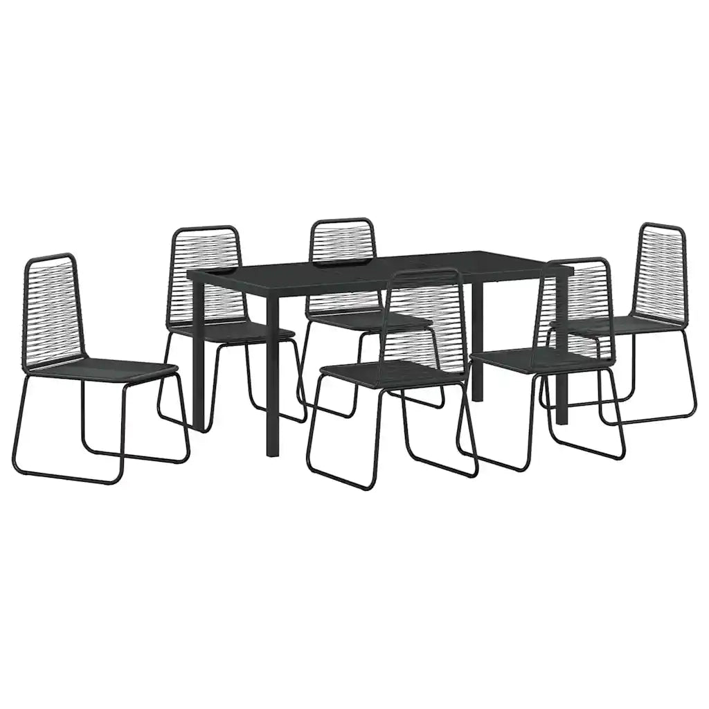 Set da Pranzo per Giardino 7 pcs Nero