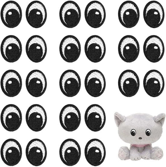 Oogpatches Decorativi Cartoon da Applicare - 20 Pezzi - Dimensioni 20x15,5mm - Patches da Applicare su Abbigliamento/Ragazzi/Sneaker
