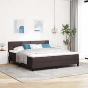 Letto Box Spring con Materasso e LED Marrone Scuro 180x200 cm Tessuto