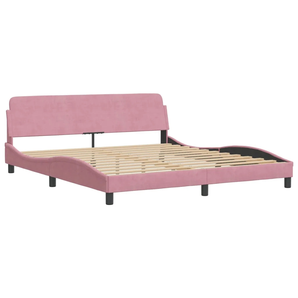 Letto con Materasso Rosa 180x200 cm in Velluto 3208675