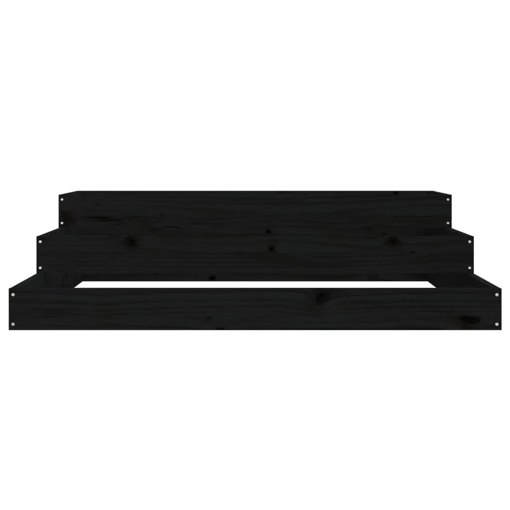 Fioriera rialzata per piante e fiori terrazza giardino 107 x 107 x 27 cm legno massello di pino nero 02_0037296