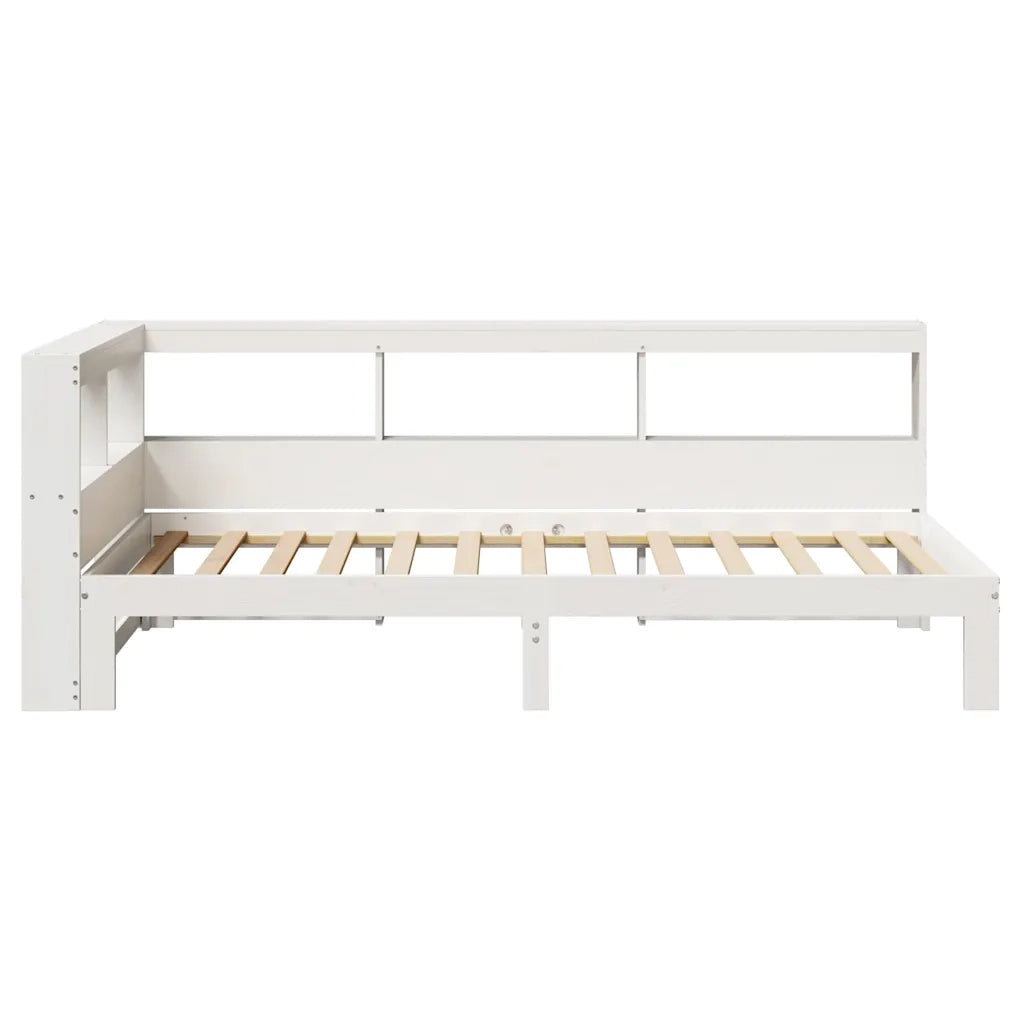 Letto Libreria senza Materasso-Struttura Letto con contenitore Bianca 90x200 cm Legno di Pino 515635