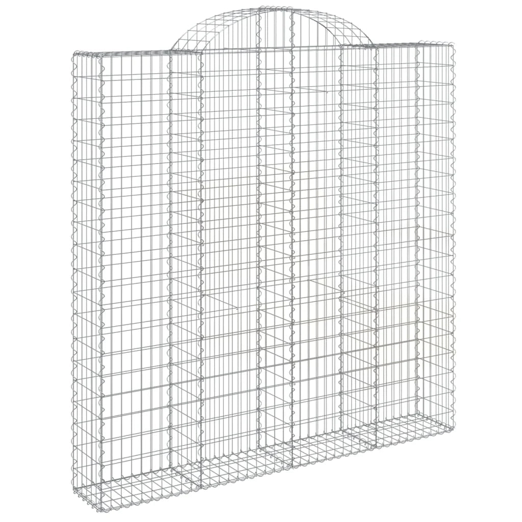 Set 2 cestini per gabbioni recinzione a gabbia muro di contenimento ad arco 200 x 30 x 200/220 cm ferro zincato Argento 02_0041335