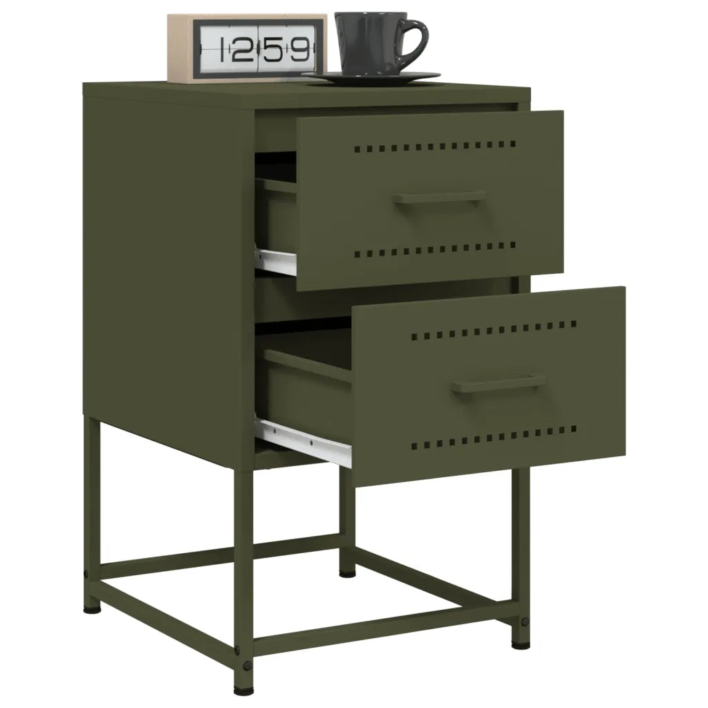 Comodini 2 pz Verde Oliva 36x39x60,5 cm in Acciaio 846467