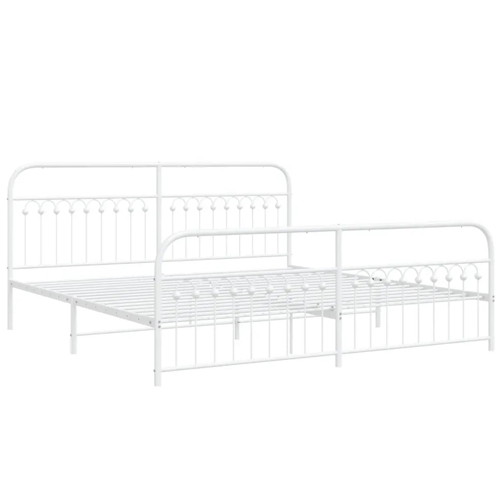 Giroletto con Testiera e Pediera Metallo Bianco 193x203 cm 376673