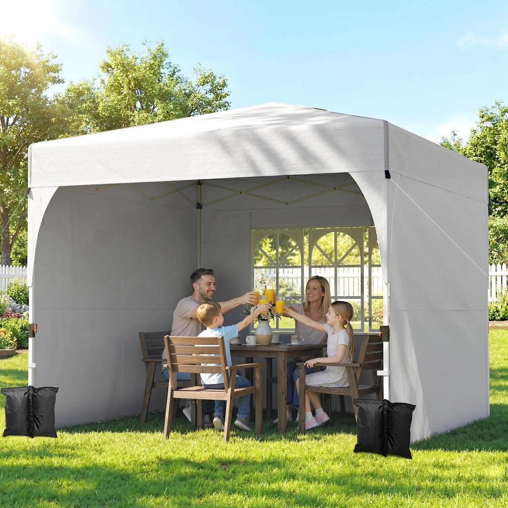 Gazebo pieghevole 3x3m pop-up ¨C Xylo ¨C UV50+ 3 pareti laterali crema