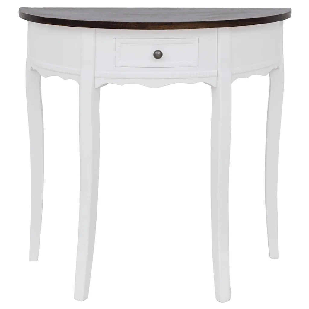 Tavolo Consolle con Cassetto e Piano Marrone Semicircolare 241531