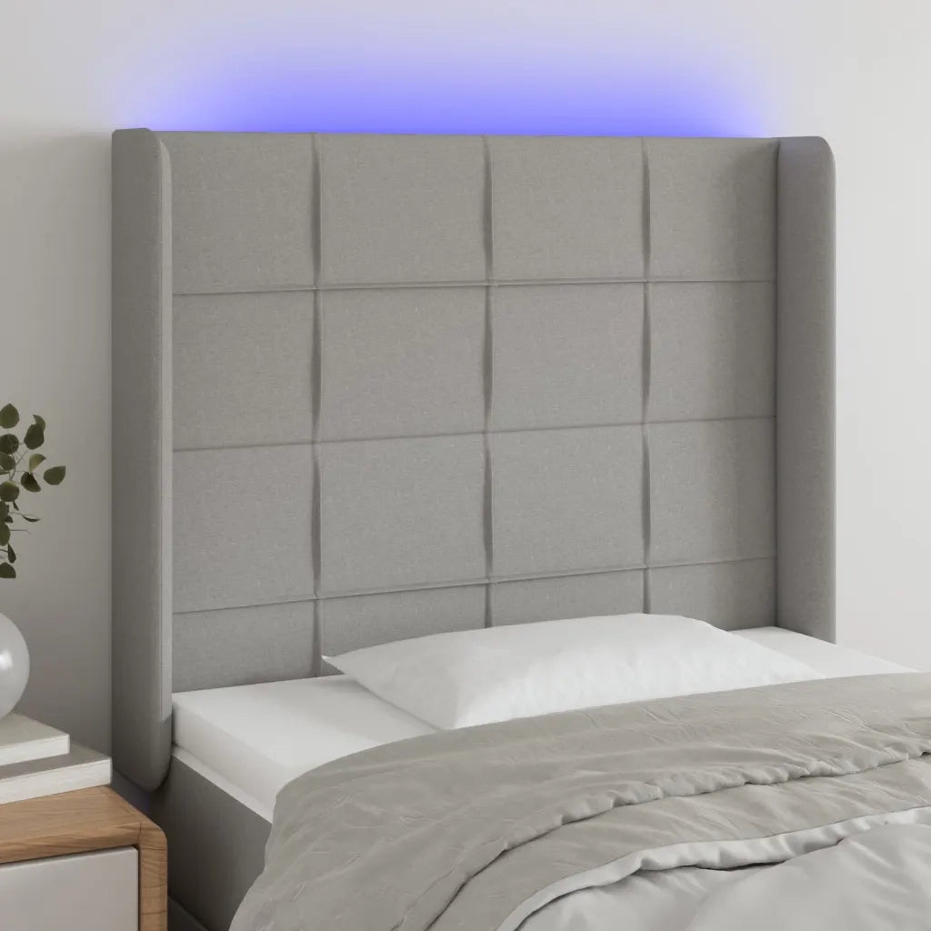 Testiera a LED Grigio Chiaro 103x16x118/128 cm in Tessuto 3124038