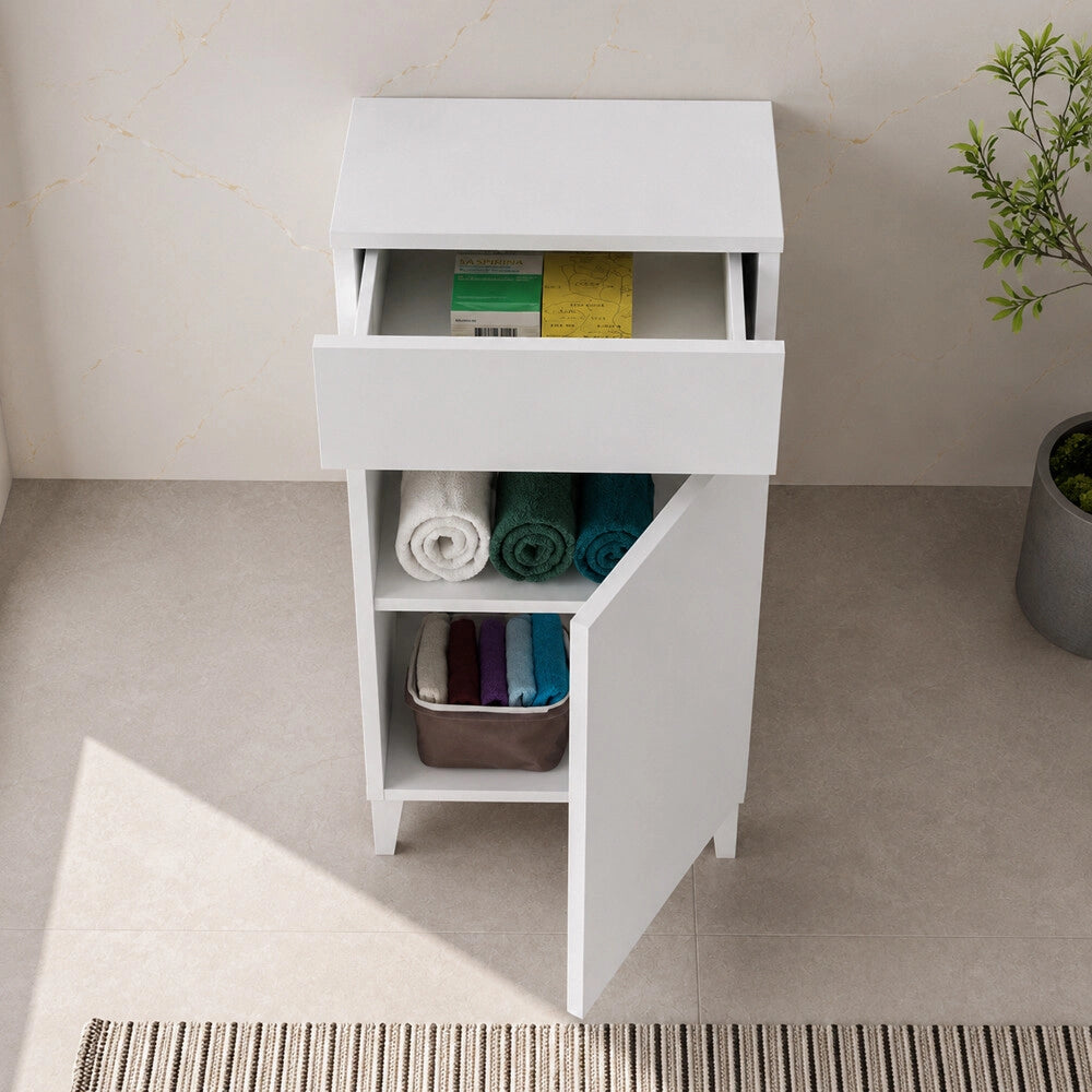 Mobile bagno multiuso 35 cm bianco 1 anta e 1 cassetto Kleo