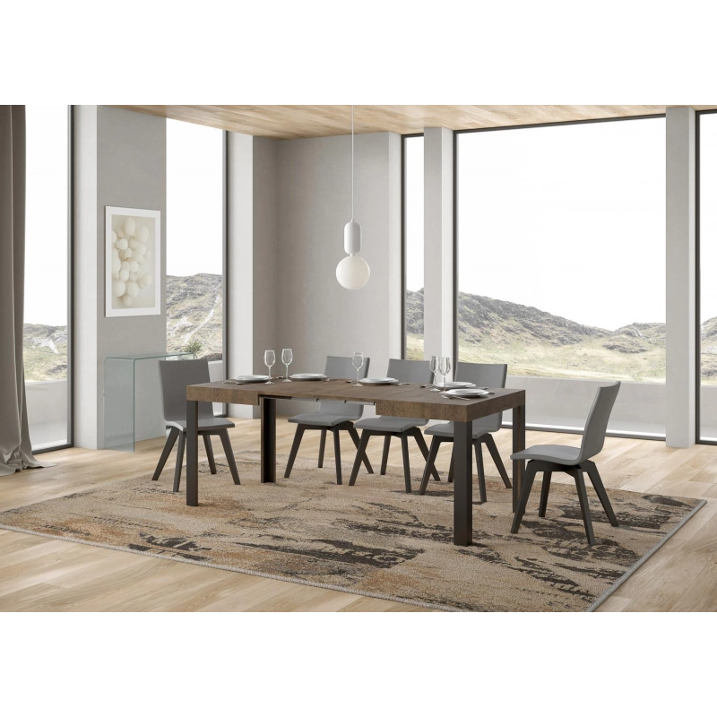 Tavolo allungabile 70x110/194 cm Linea telaio Antracite - Noce