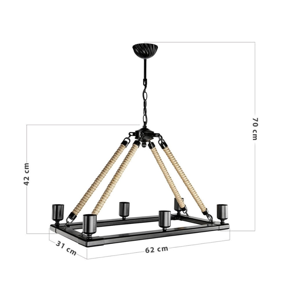 Lampada da soffitto Bohem ASZ0866 con 6 portalampade H70xL62xP31