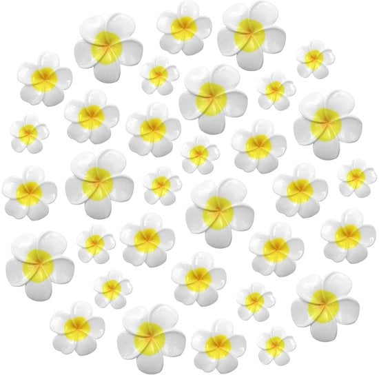 Pomponi di Frangipani 50 pezzi - Fiori artificiali - Finte fiori per esterni - Fiori di Frangipani - Duraturi e realistici - Adatti per matrimoni e feste - Fiori artificiali
