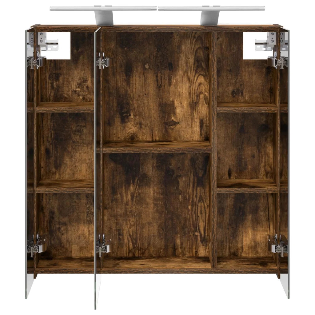 Mobiletto per specchio da bagno Rovere fumé 70 x 14,5 x 70 cm 889099