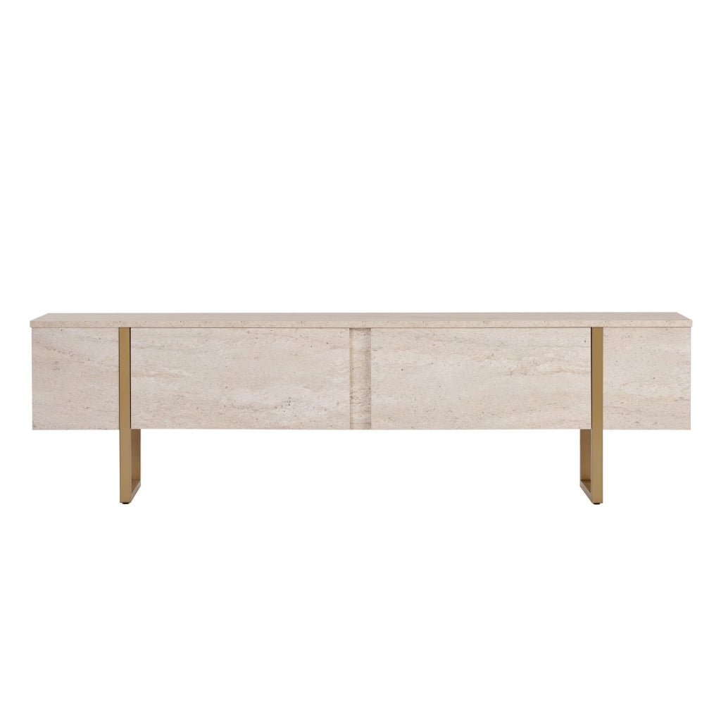 Abishia, Mobile Porta tv 2 Ante, 180x30x50h cm Bianco Marmo