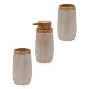 Set accessori bagno in plastica tortora con dispenser sapone e due portaspazzolini Blob