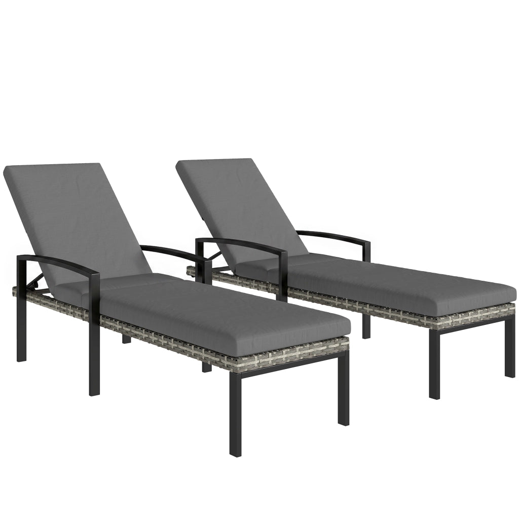Set di 2 poltrone regolabili in rattan in 5 posizioni massimo 120kg grigio