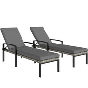 Set di 2 poltrone regolabili in rattan in 5 posizioni massimo 120kg grigio