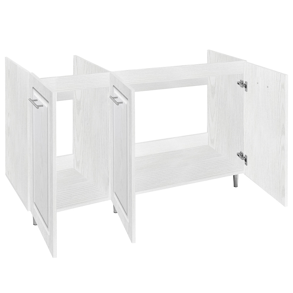 Mobile Sottolavello Cucina Componibile in Legno Boiserie Bianco Frassinato 3 Ante