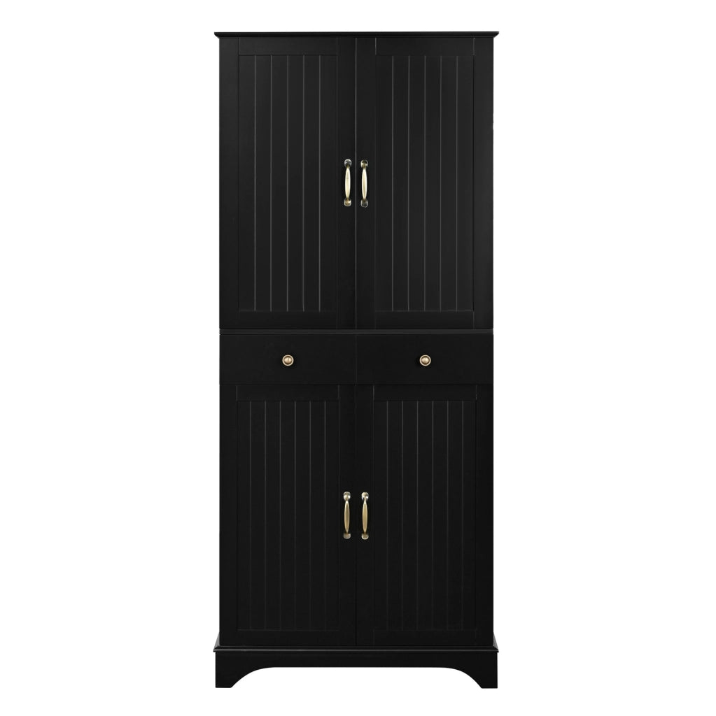 Armadio alto 77x40x181 cm con ripiani regolabili e cassetti in MDF nero